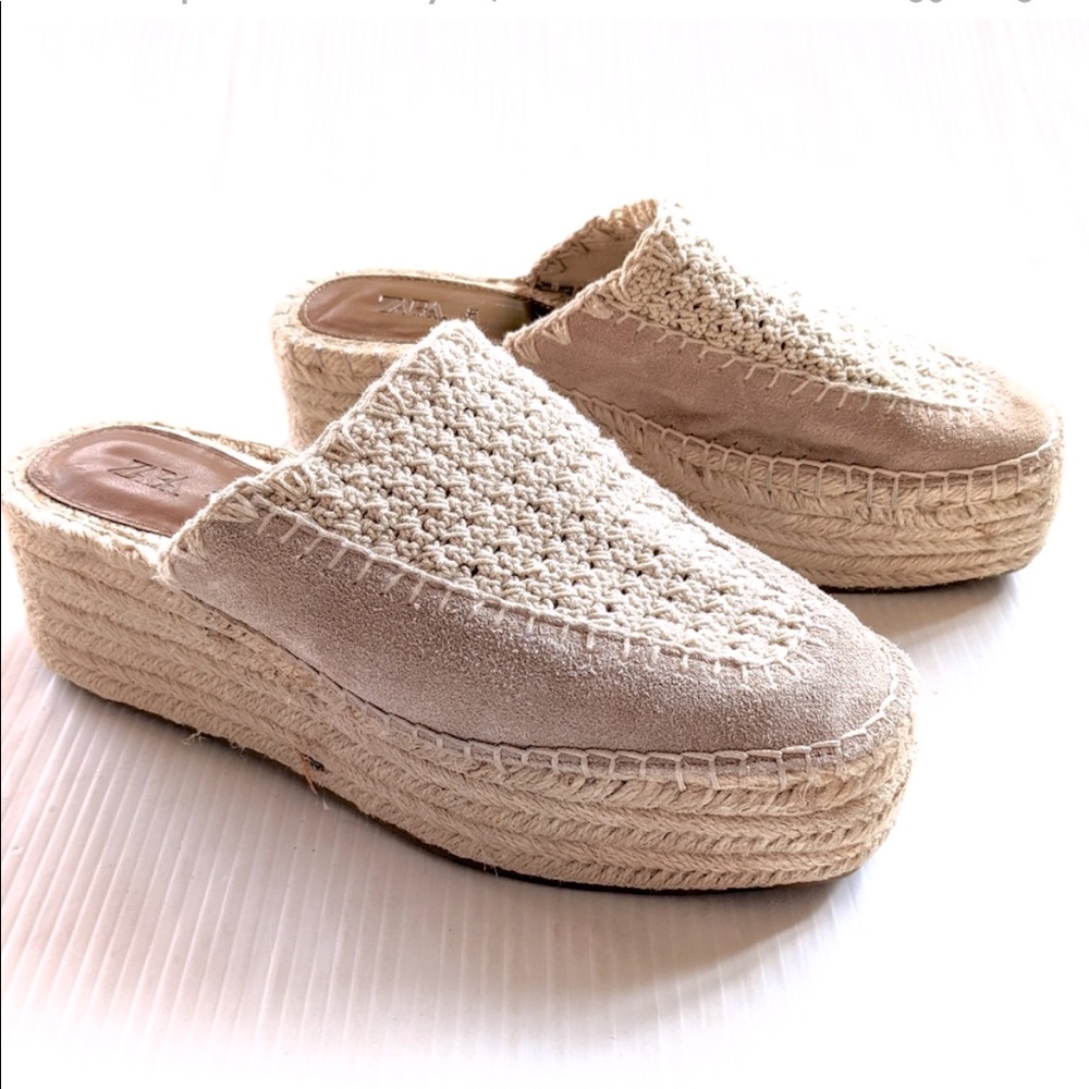 Zara platform raffia slides acne studio dupe